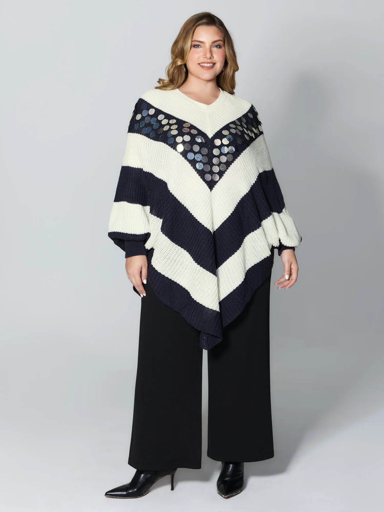 Textured Sequin Cloak Contrast Pullover sold by Bloomchic product image thumbnail 3