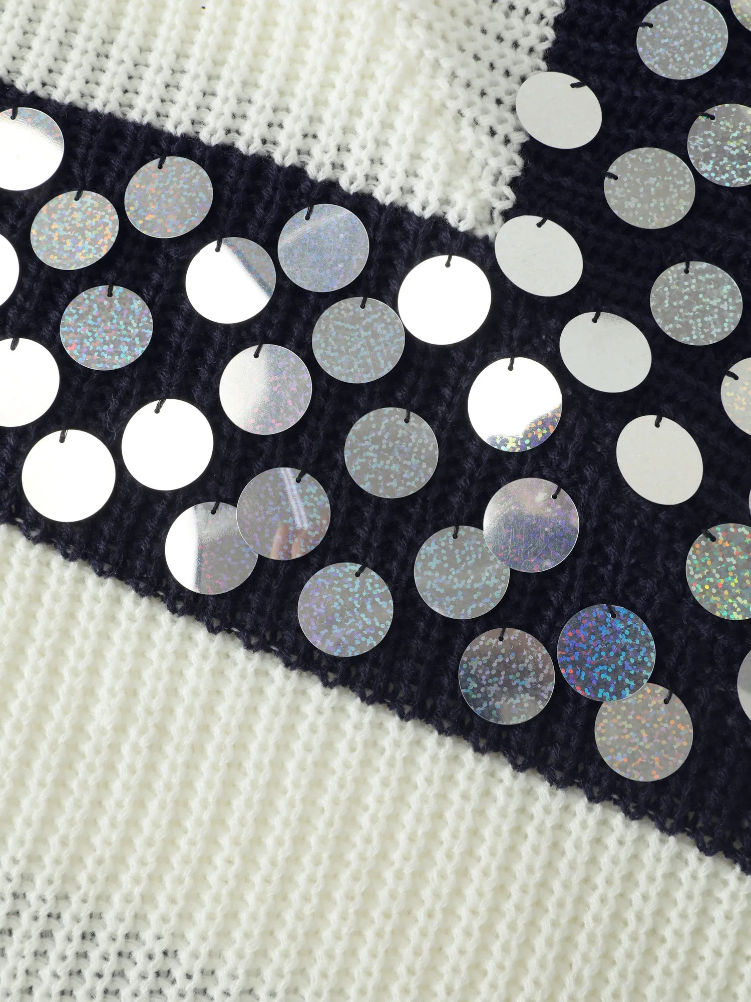 Textured Sequin Cloak Contrast Pullover sold by Bloomchic product image thumbnail 5