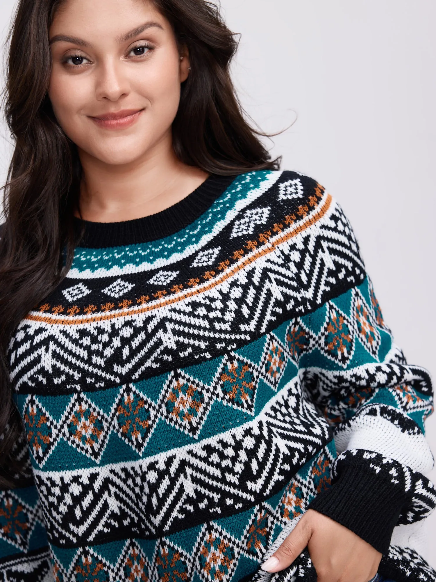 Boho Print Color Contrast Pullover sold by Bloomchic