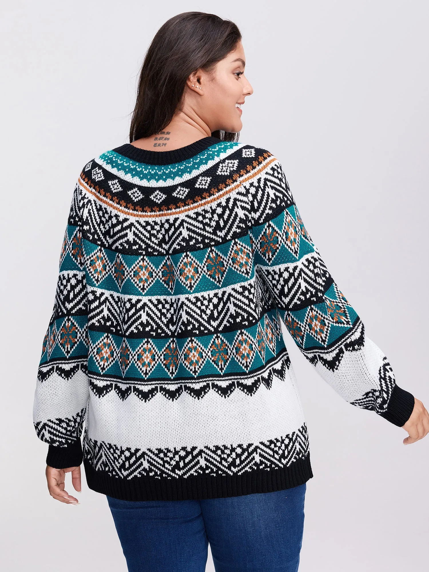Boho Print Color Contrast Pullover sold by Bloomchic product image thumbnail 4