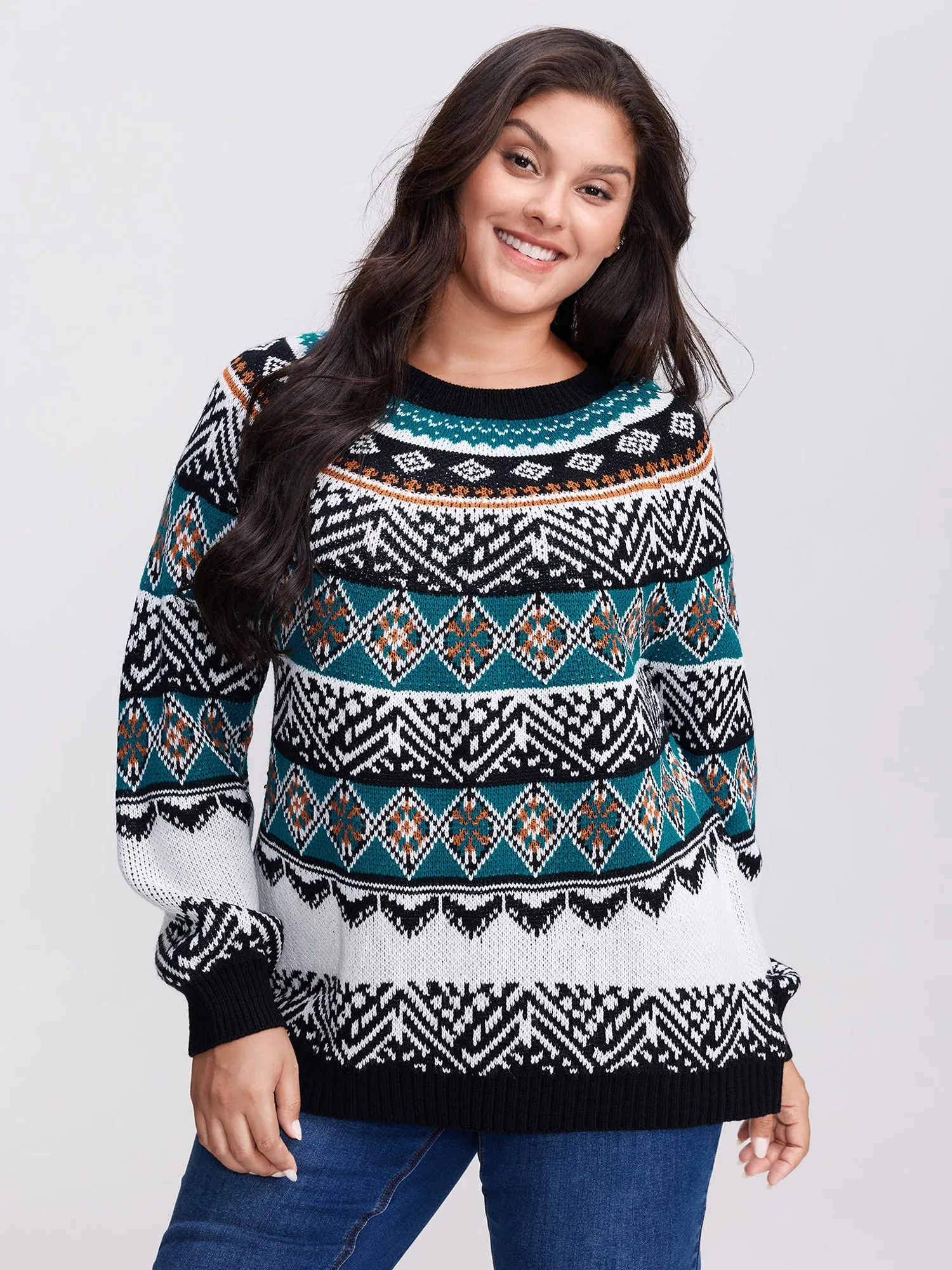 Boho Print Color Contrast Pullover sold by Bloomchic product image thumbnail 2