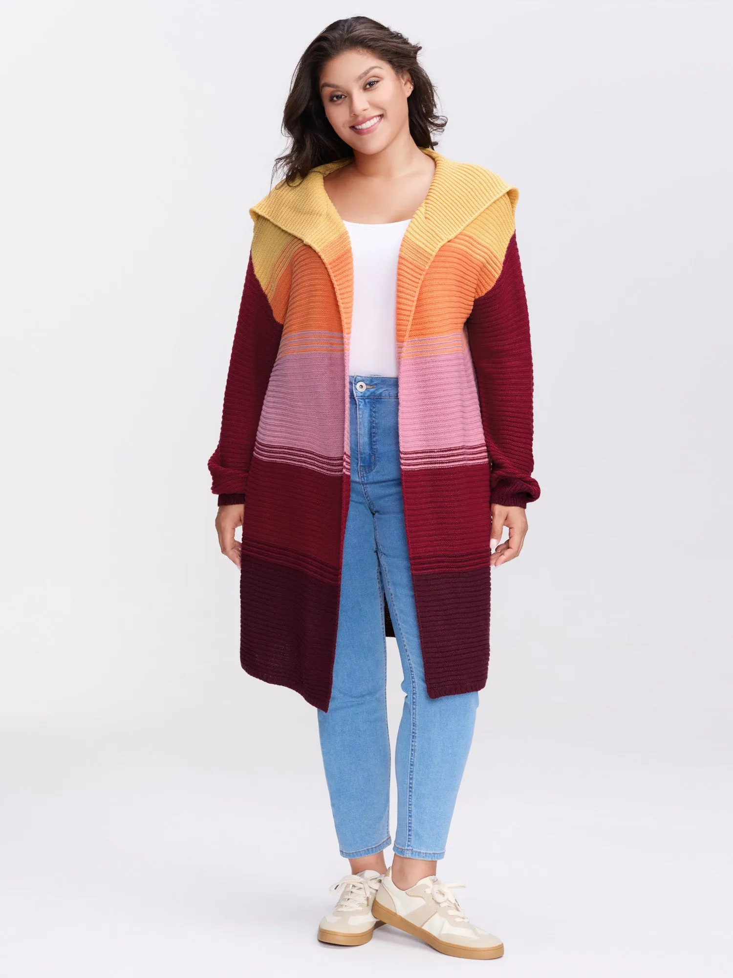 Colorblock Lapel Collar Knit Cardigan sold by Bloomchic product image thumbnail 3