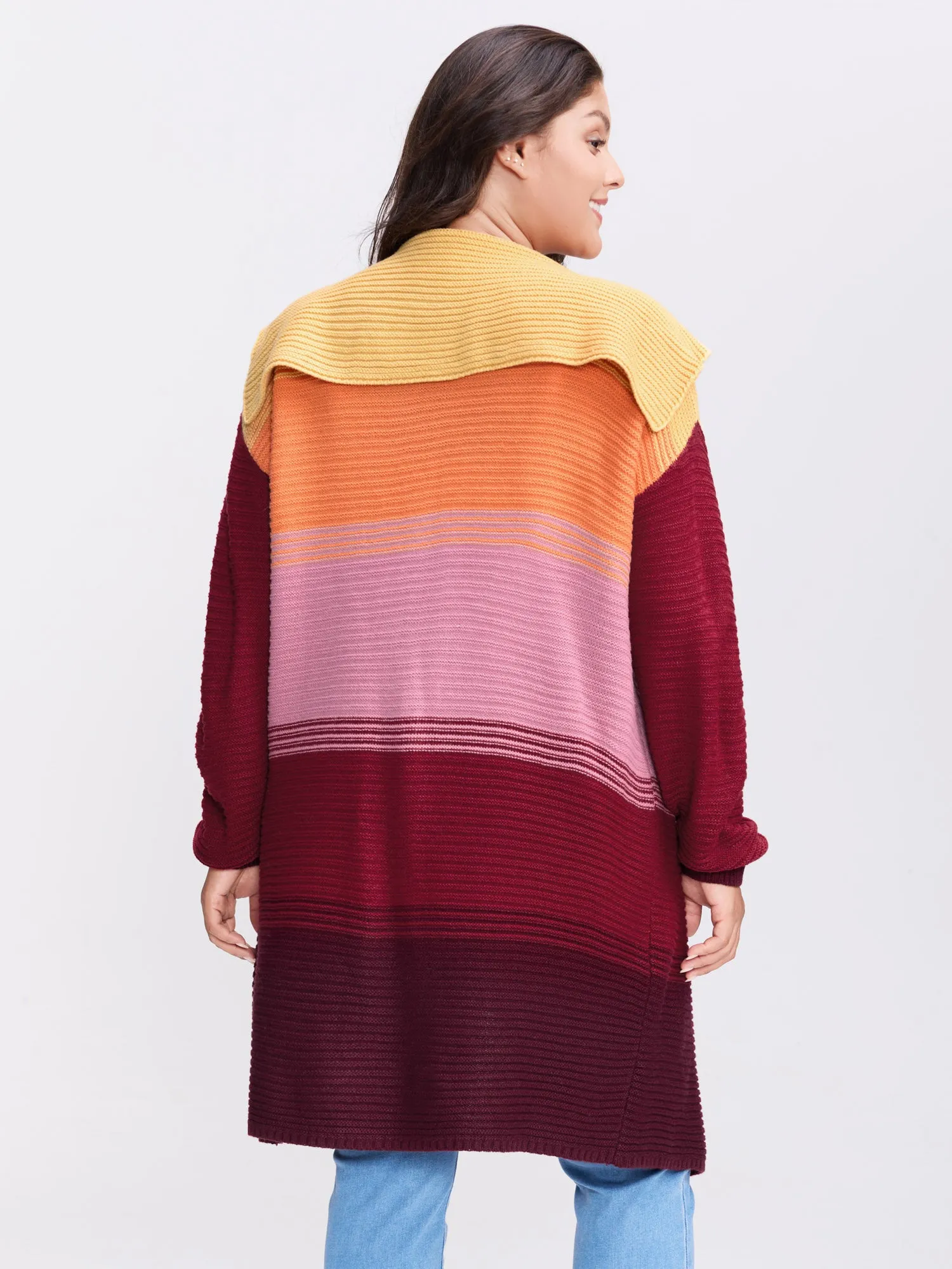 Colorblock Lapel Collar Knit Cardigan sold by Bloomchic product image thumbnail 4