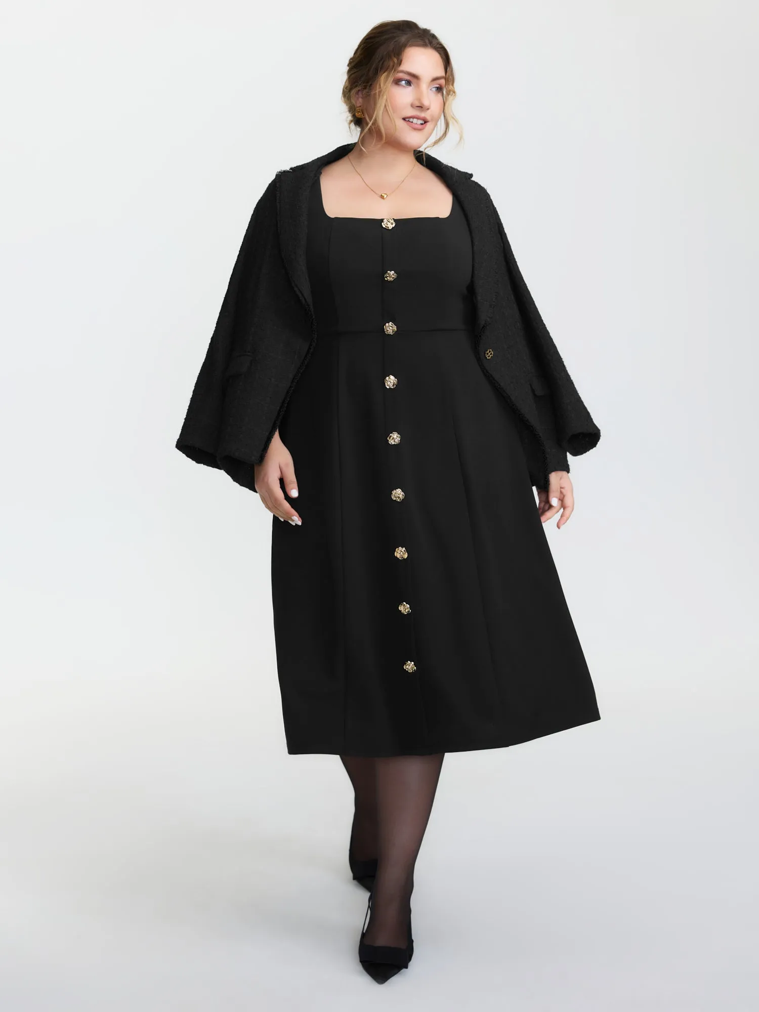 Cinched-Waist Button Detail Maxi Dress sold by Bloomchic product image thumbnail 3