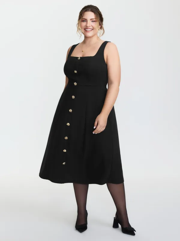 Cinched-Waist Button Detail Maxi Dress sold by Bloomchic