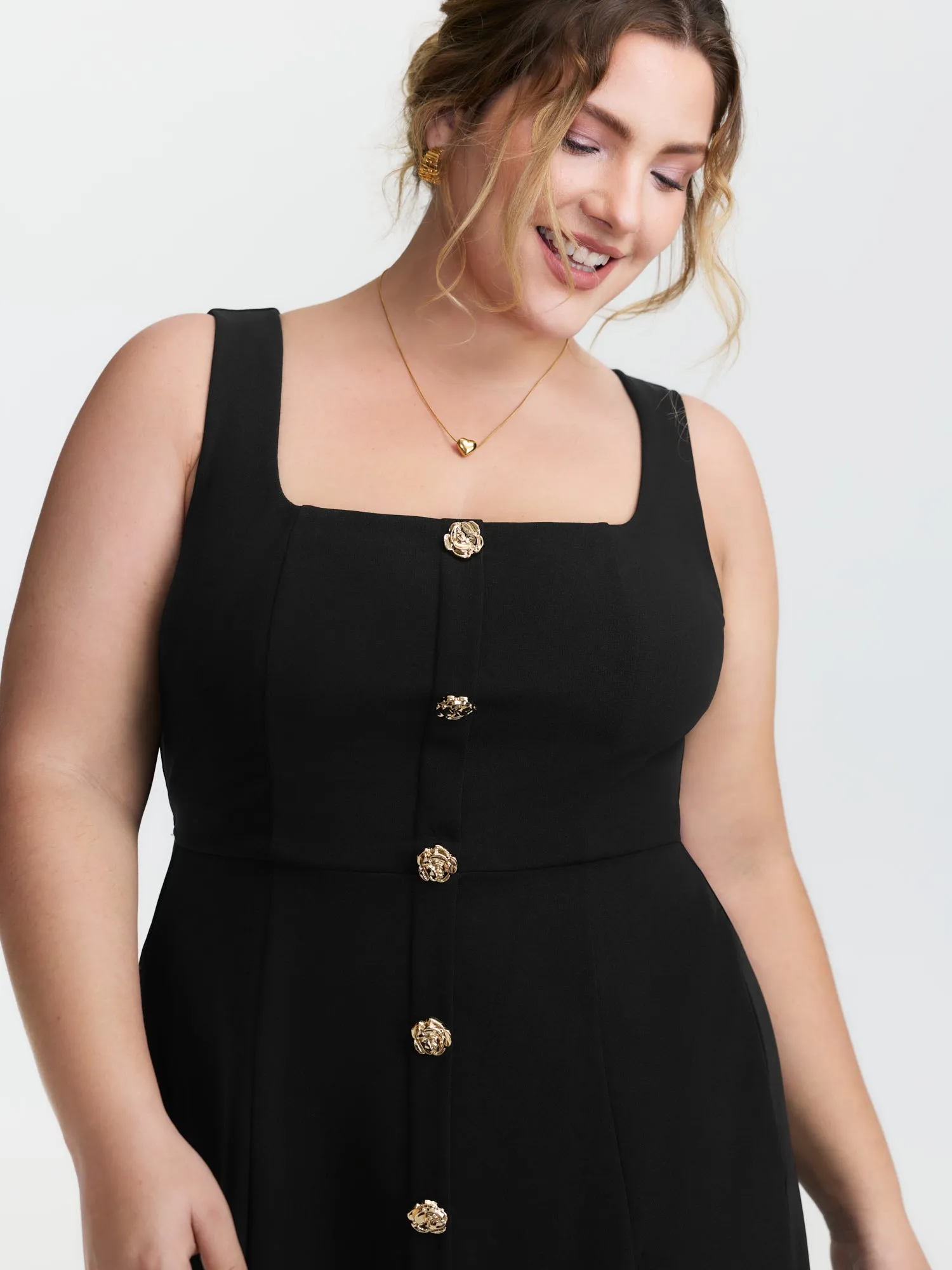 Cinched-Waist Button Detail Maxi Dress sold by Bloomchic product image thumbnail 2