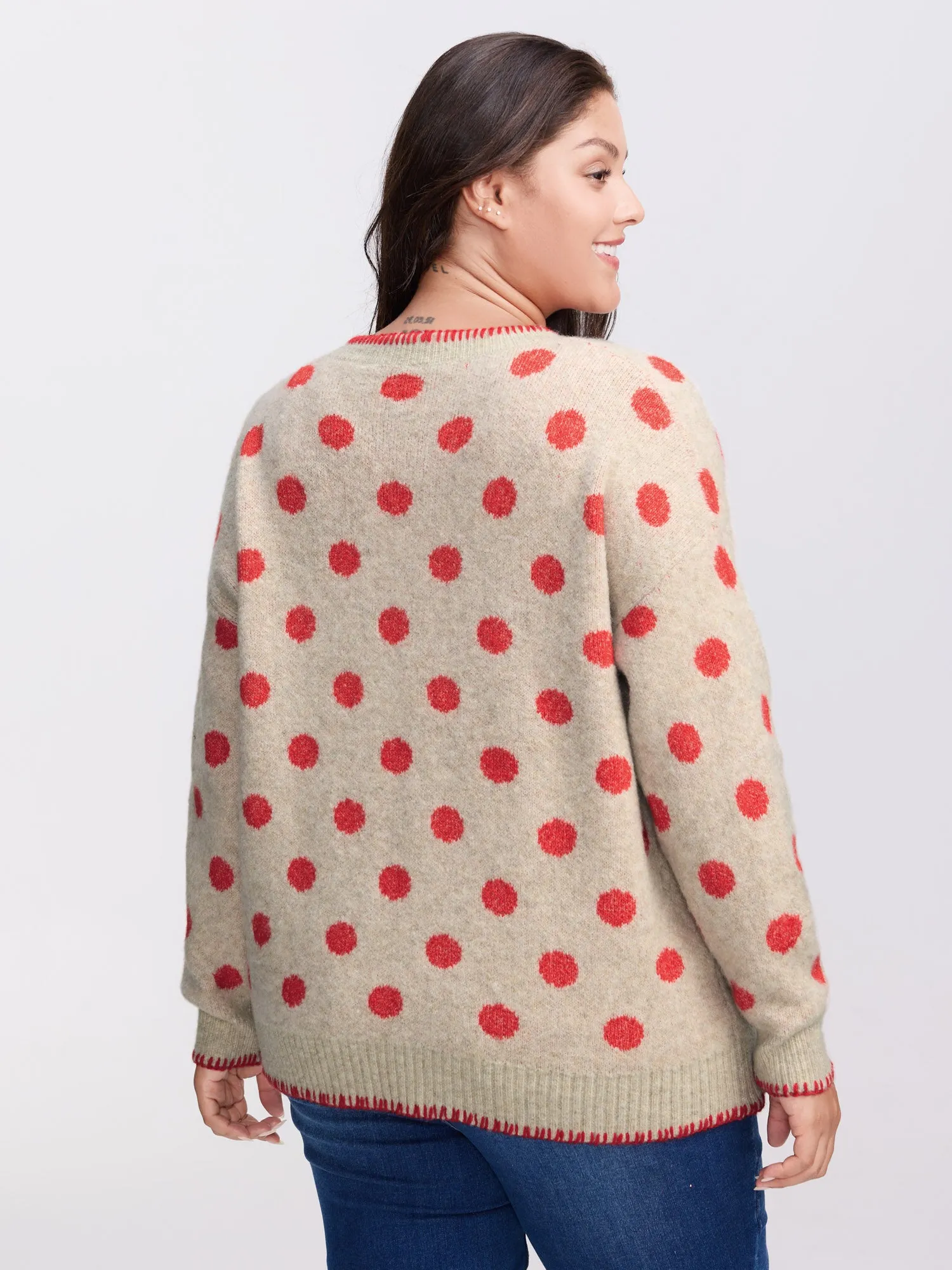 Polka Dots Jacquard Buttons Knit Cardigan sold by Bloomchic product image thumbnail 5