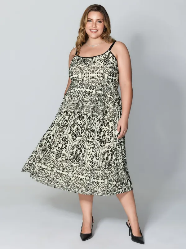 Floral Flocked Print Cami Midi Dress sold by Bloomchic