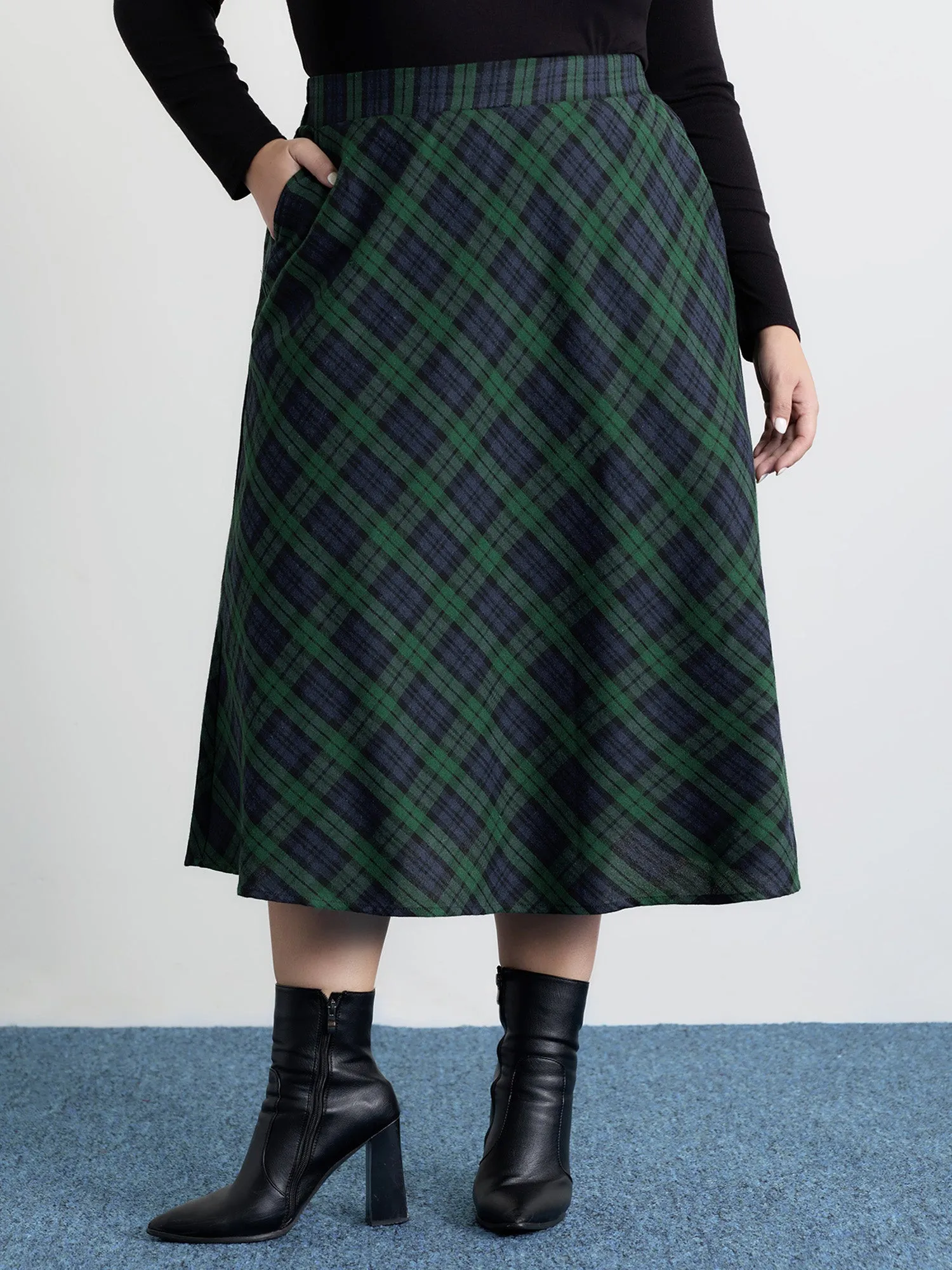 Plaid Stretchy Flowy Maxi Skirt sold by Bloomchic product image thumbnail 2
