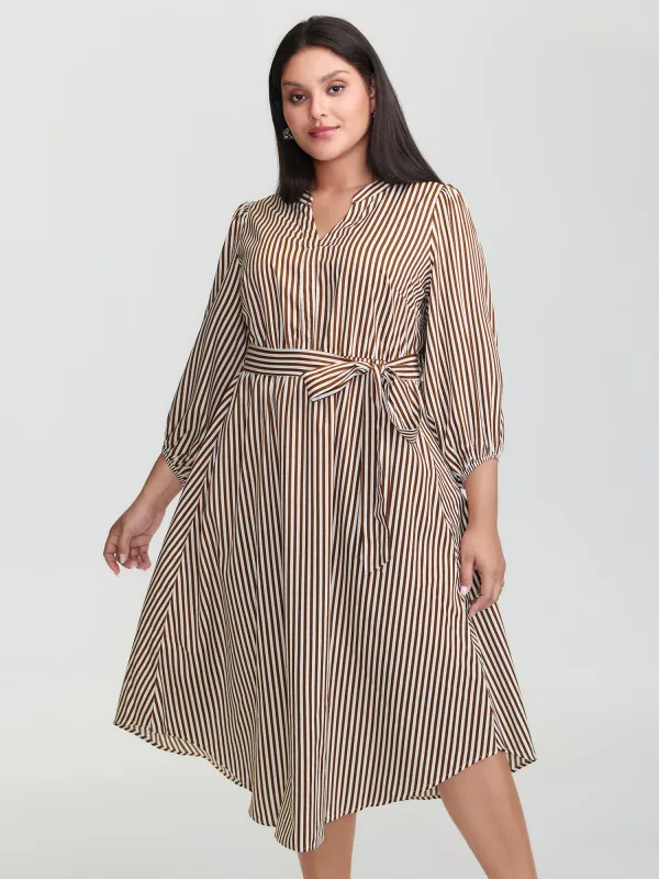 Stripe Print Pockets Belted Midi Dress sold by Bloomchic