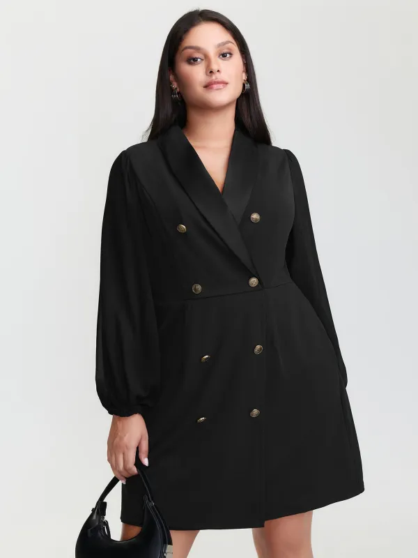 Stretchy Double Button Pockets Blazer Dress sold by Bloomchic