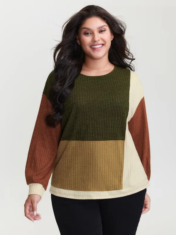 Asymmetrical Colorblock Textured T-Shirt sold by Bloomchic
