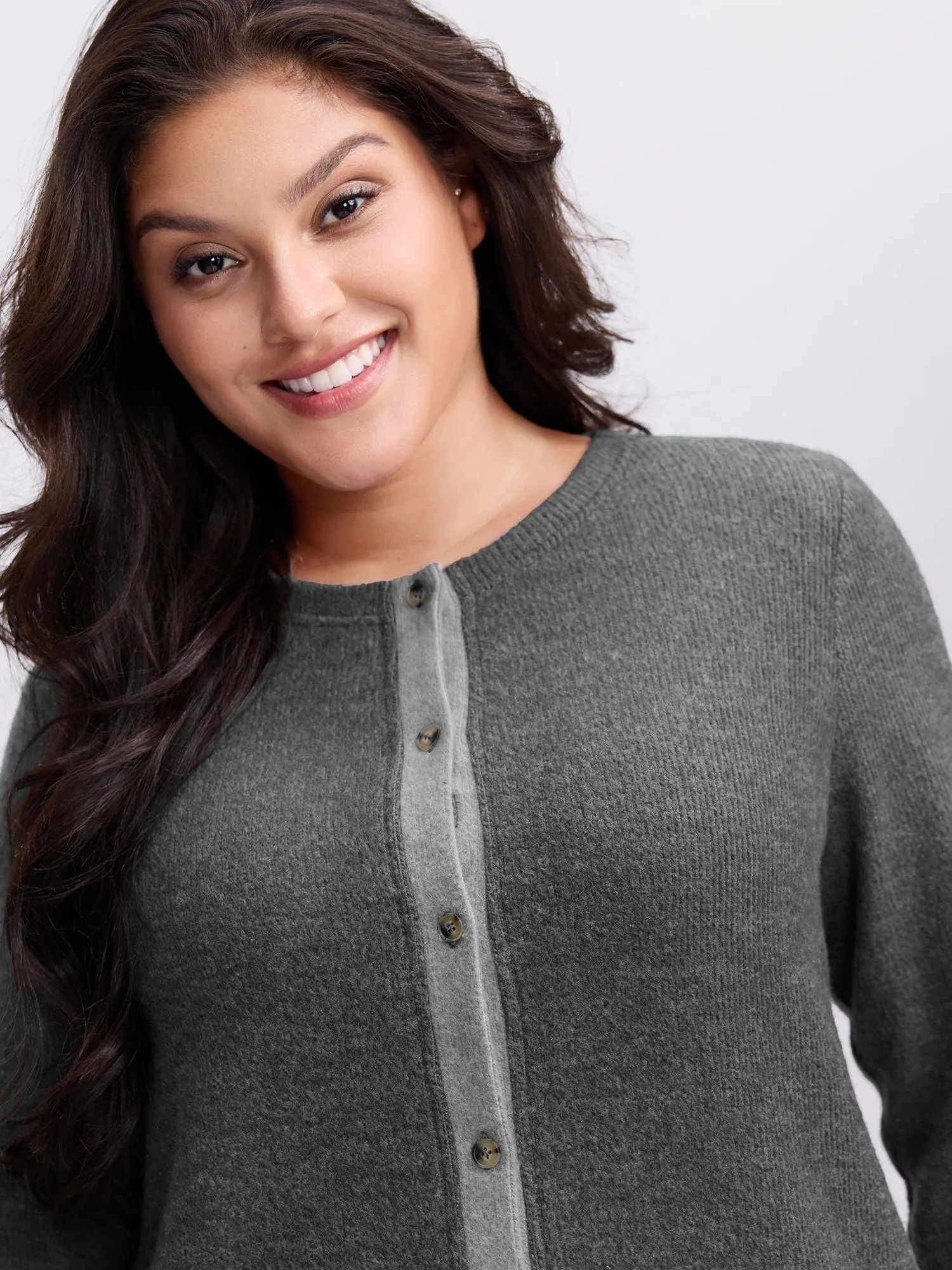 Ribbed Button Color Contrast Knit Top sold by Bloomchic product image thumbnail 2