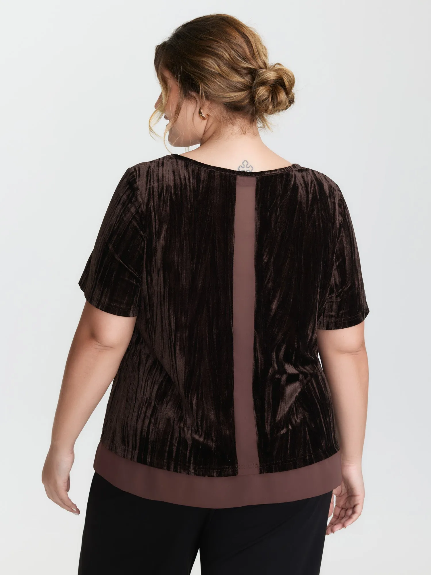 Velvet Contrast Round Neck T-Shirt sold by Bloomchic product image thumbnail 4