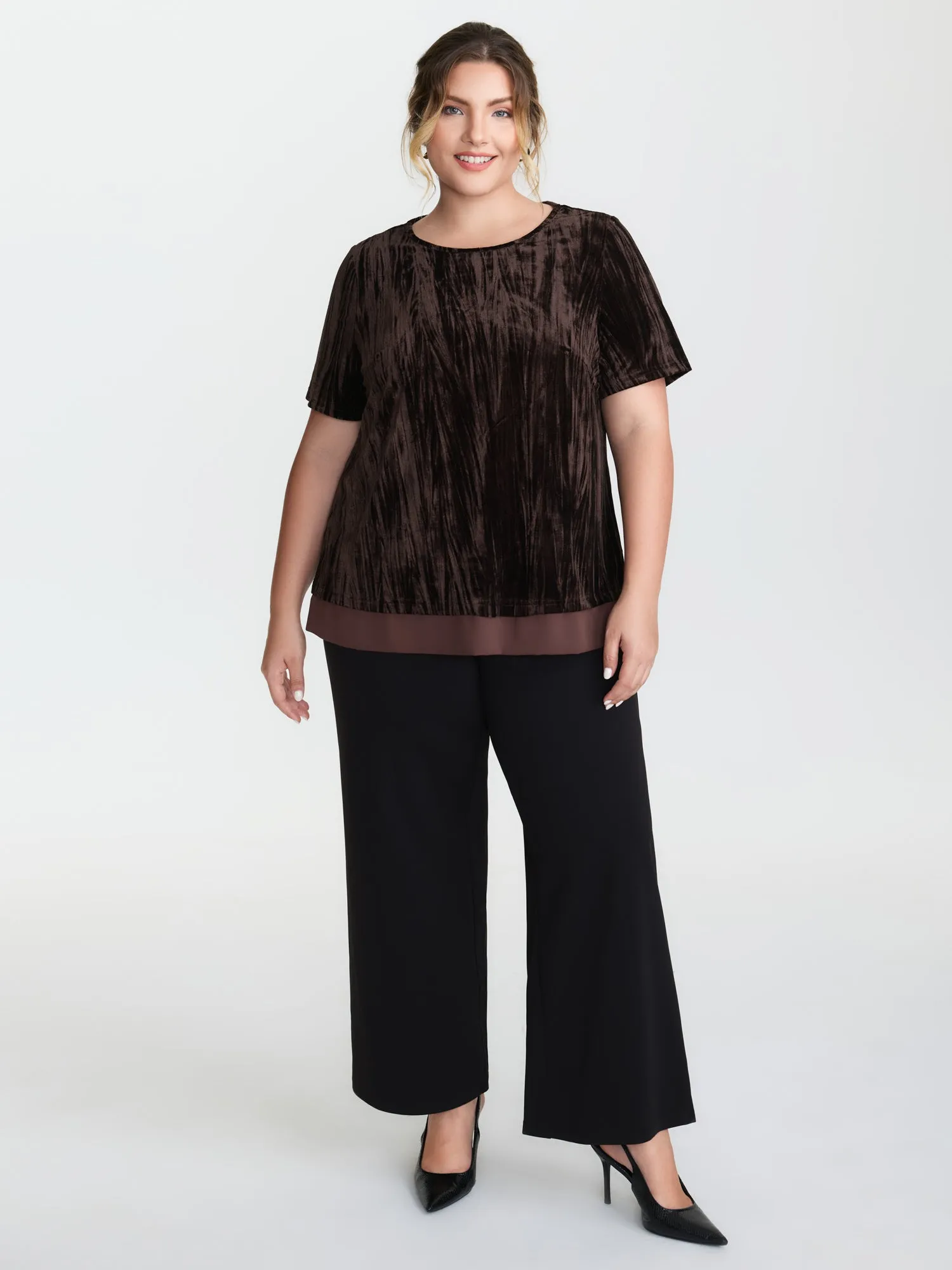 Velvet Contrast Round Neck T-Shirt sold by Bloomchic product image thumbnail 3