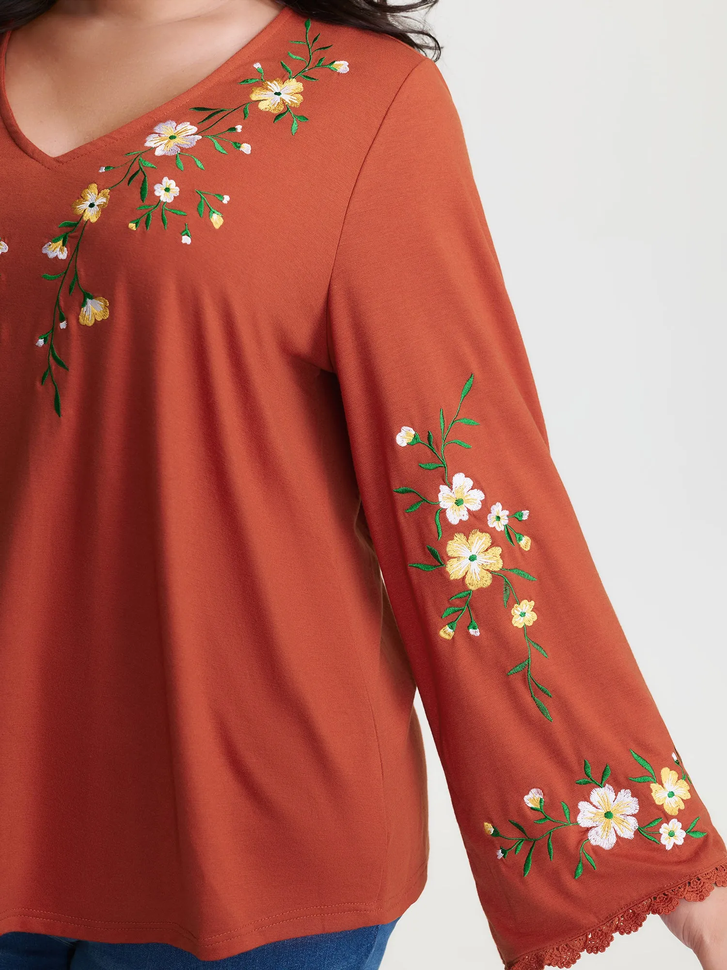 Floral Embroidered Lace Knit T-Shirt sold by Bloomchic product image thumbnail 4