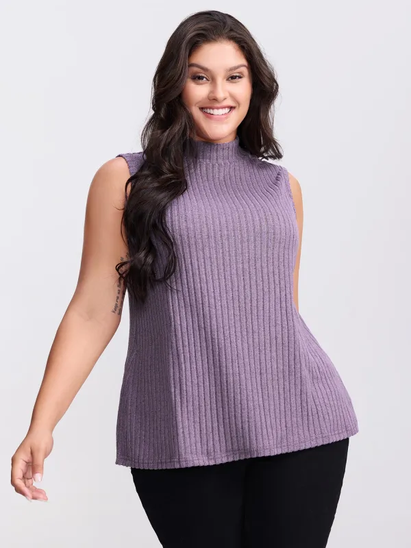 Ribbed Stretchy Mockneck Tank Top sold by Bloomchic