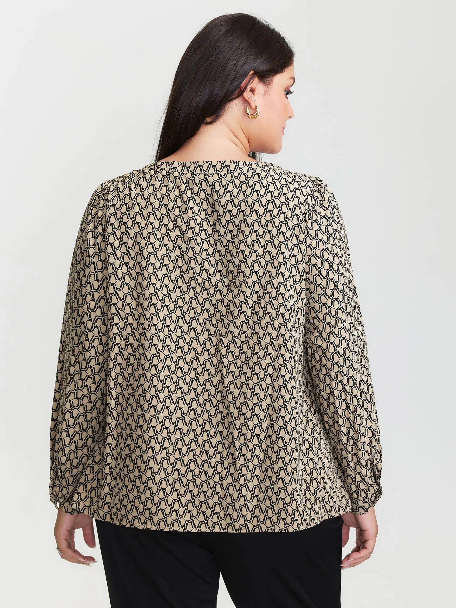 Retro Geometric Print Metallic Detail Blouse sold by Bloomchic product image thumbnail 4