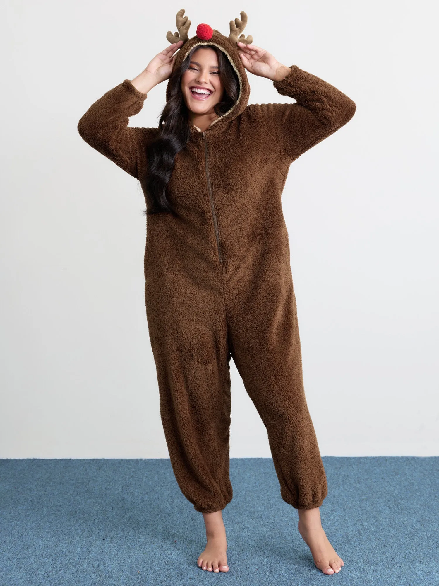 Supersoft Cozy Reindeer Hooded Lounge Jumpsuit sold by Bloomchic product image thumbnail 3