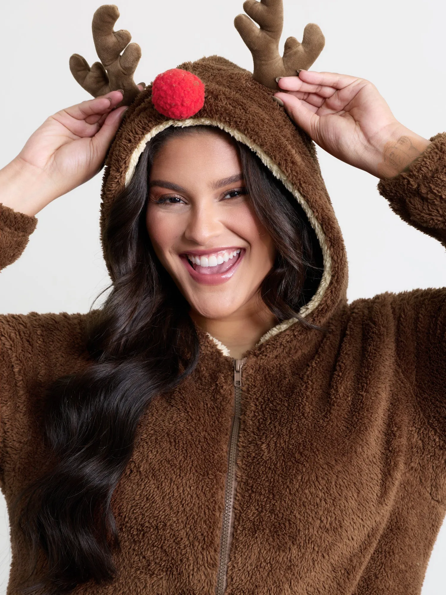 Supersoft Cozy Reindeer Hooded Lounge Jumpsuit sold by Bloomchic product image thumbnail 2