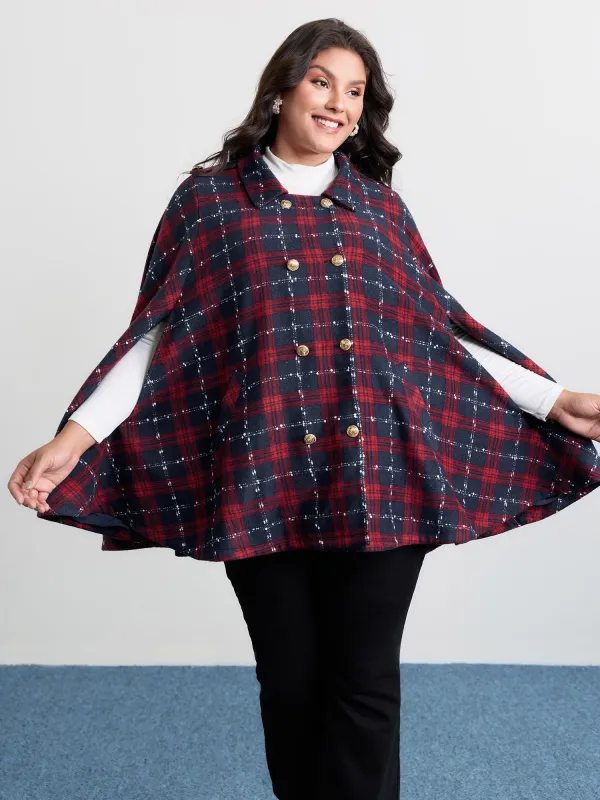 Holiday Plaid Double Button Hoodie Jacket sold by Bloomchic