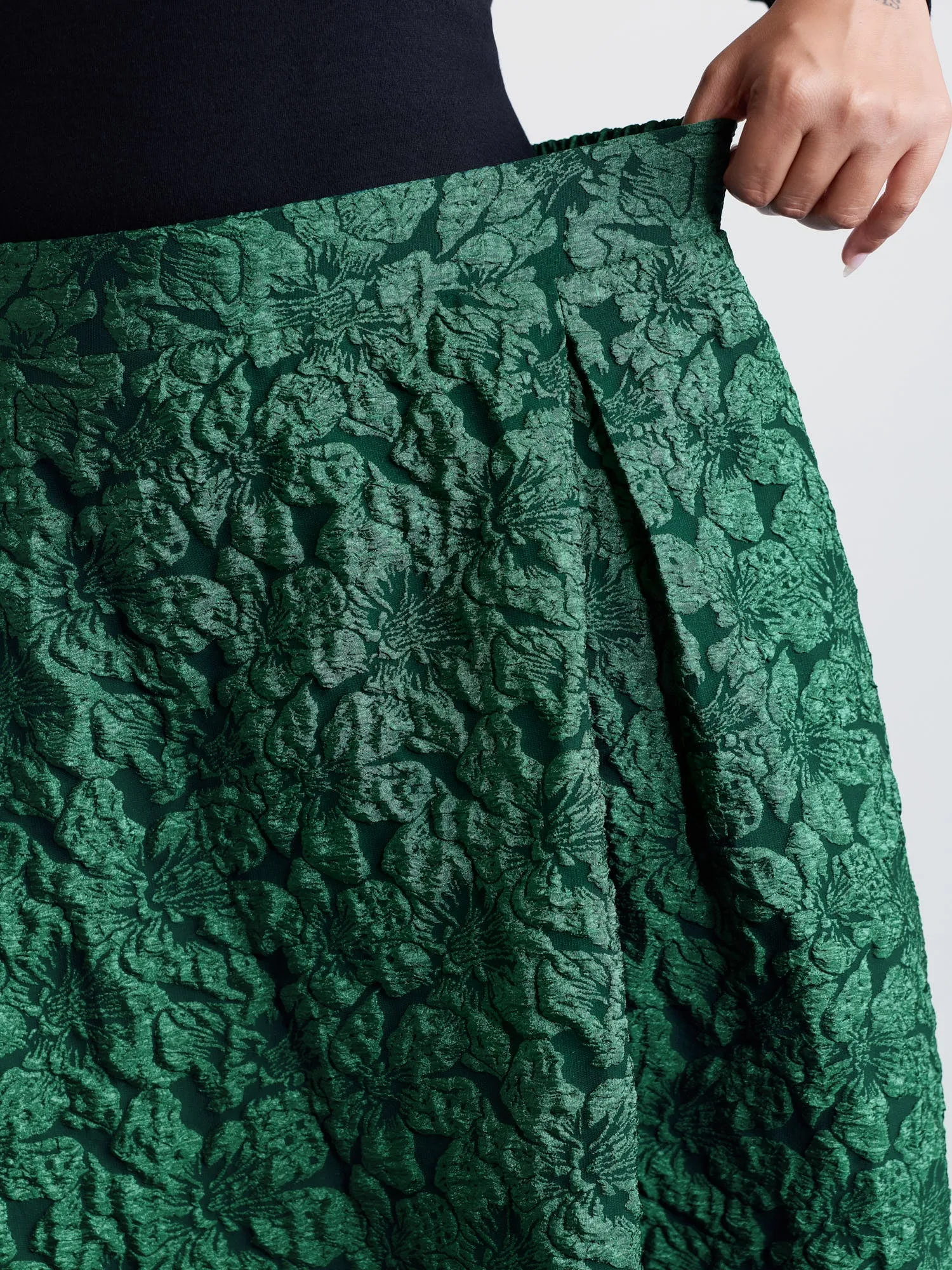 Floral Jacquard Pleated Midi Skirt sold by Bloomchic product image thumbnail 4