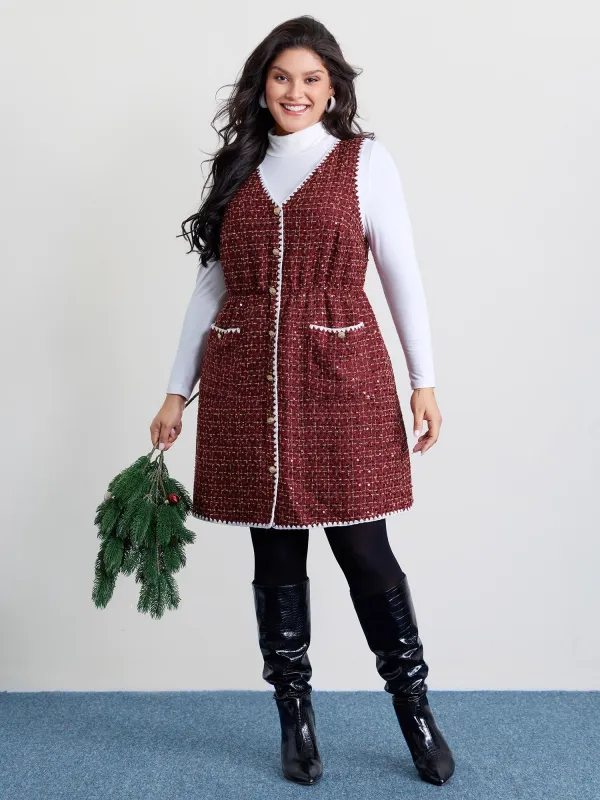 Holiday Tweed Contrast Edge Mini Dress sold by Bloomchic