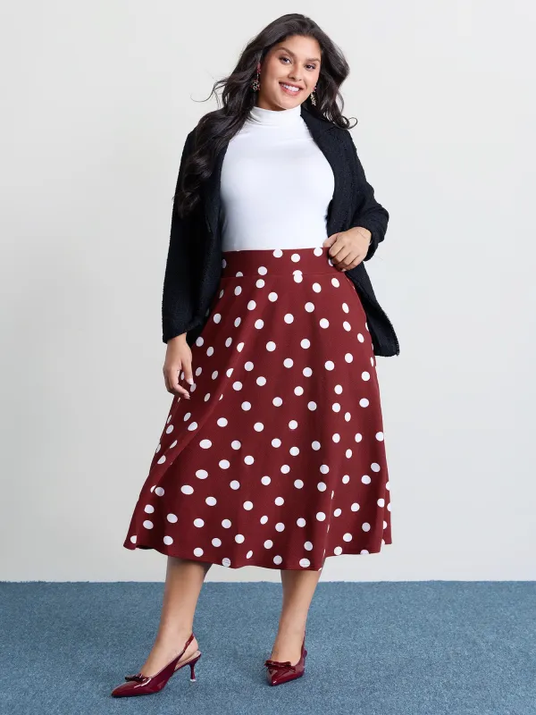 Polka Dots Flowy Holiday Midi Skirt sold by Bloomchic