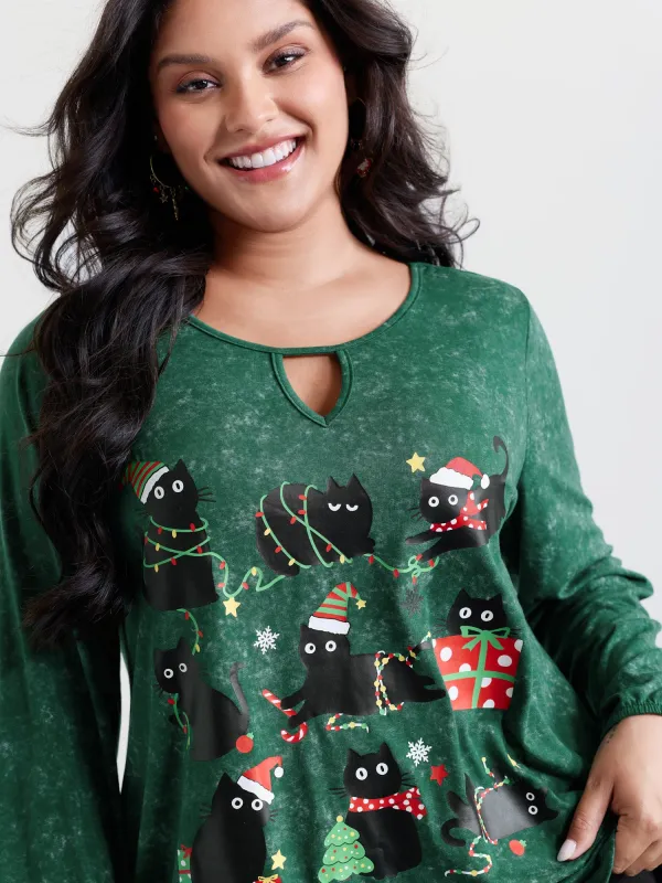 Holiday Cat Snowflake Effect T-Shirt made by Bloomchic