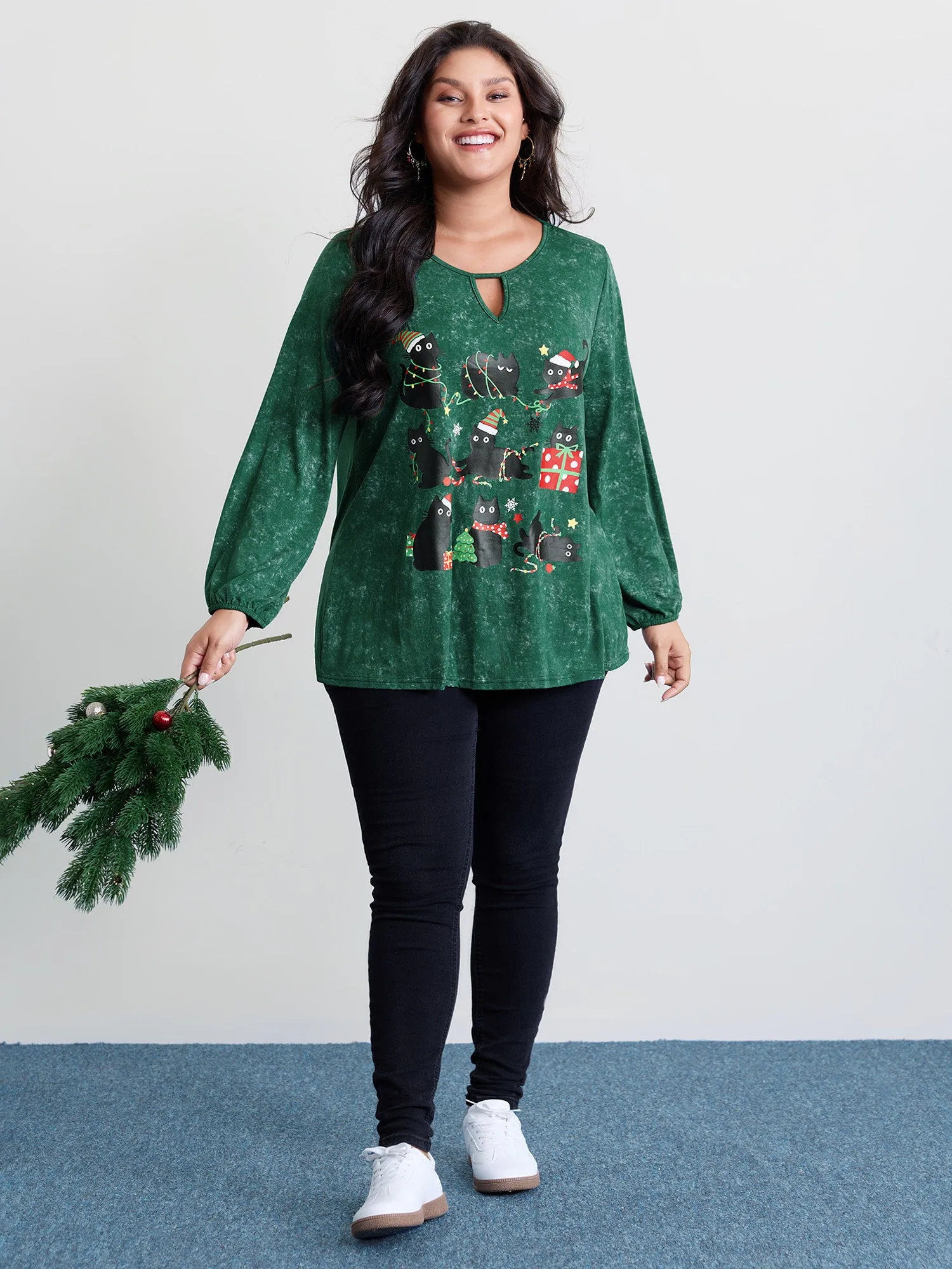 Holiday Cat Snowflake Effect T-Shirt sold by Bloomchic product image thumbnail 3