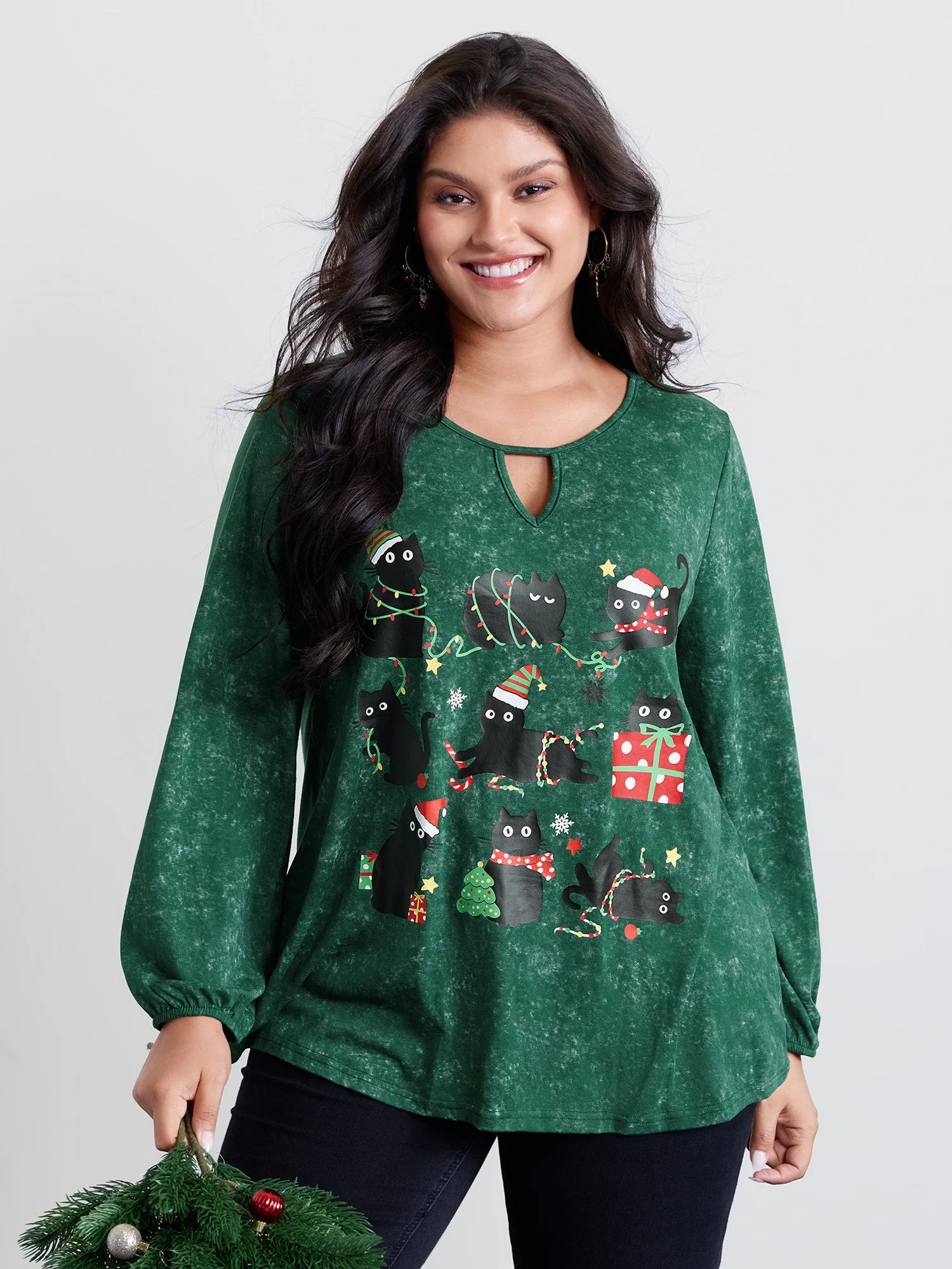 Holiday Cat Snowflake Effect T-Shirt sold by Bloomchic product image thumbnail 2