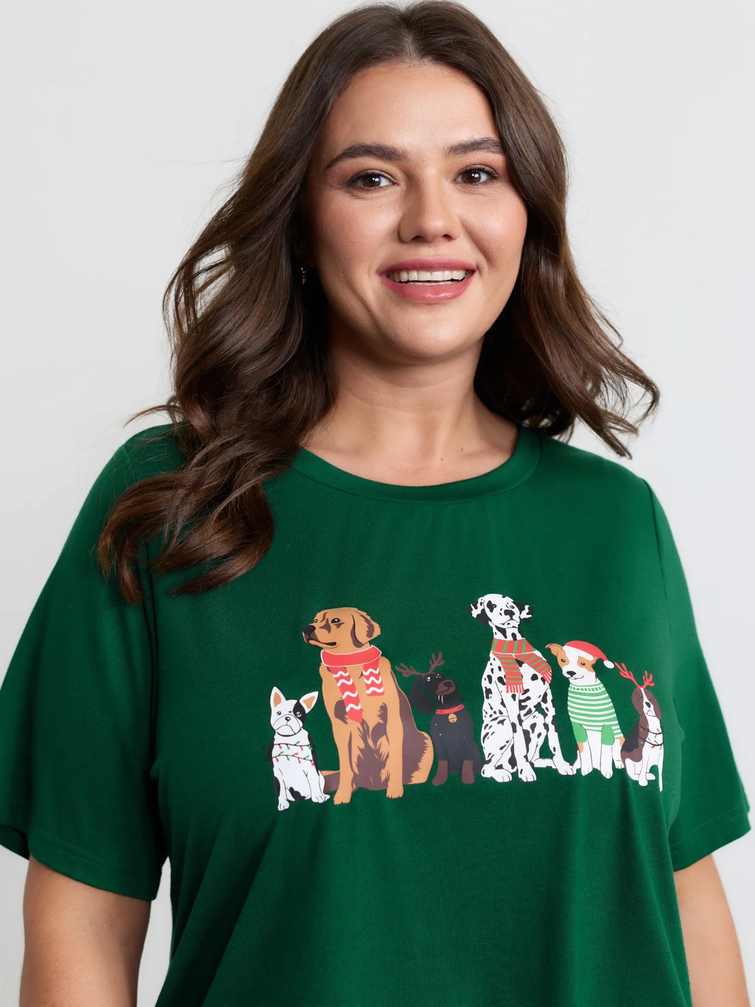 Happy Holiday Dogs Print T-Shirt sold by Bloomchic