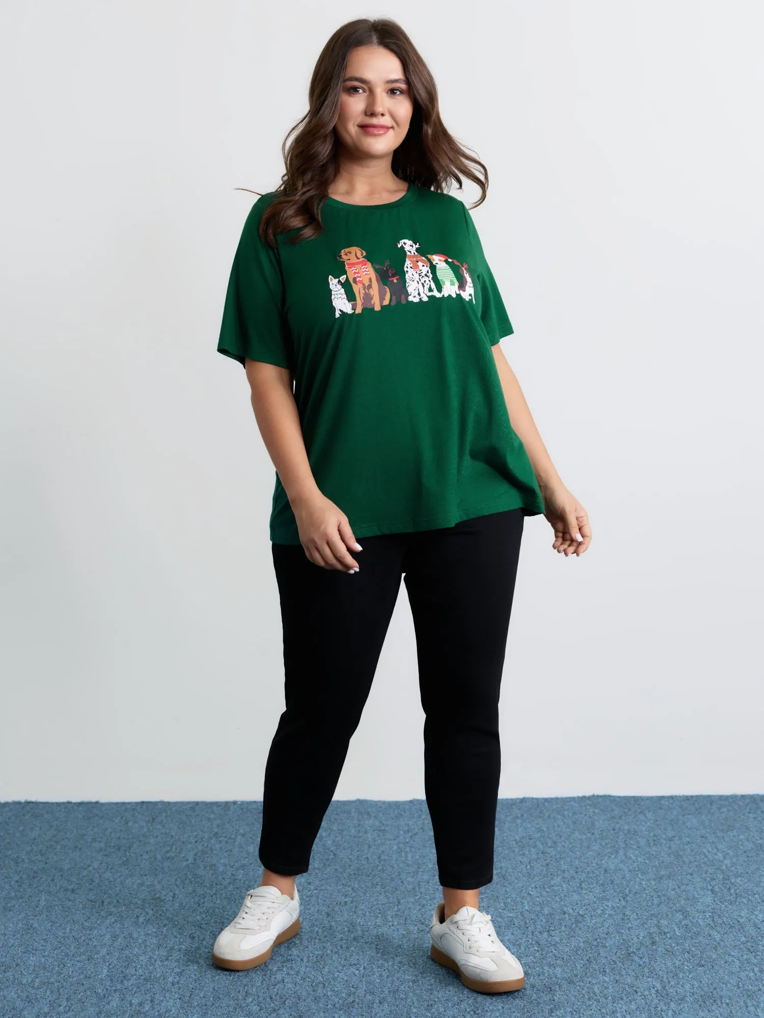 Happy Holiday Dogs Print T-Shirt sold by Bloomchic product image thumbnail 3