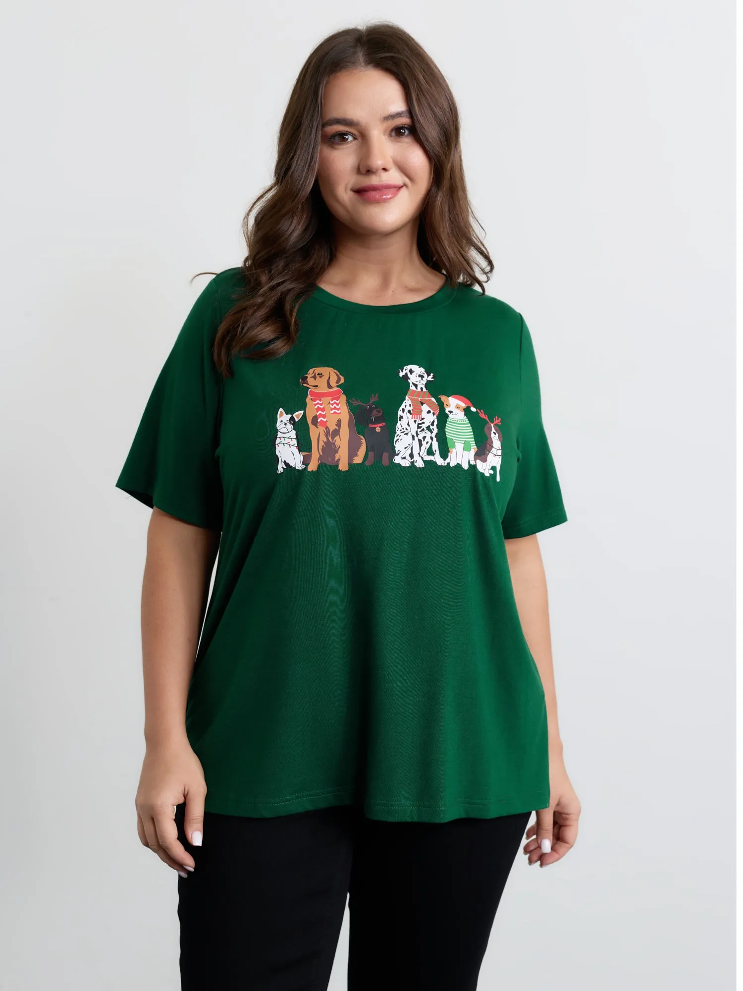 Happy Holiday Dogs Print T-Shirt sold by Bloomchic product image thumbnail 2