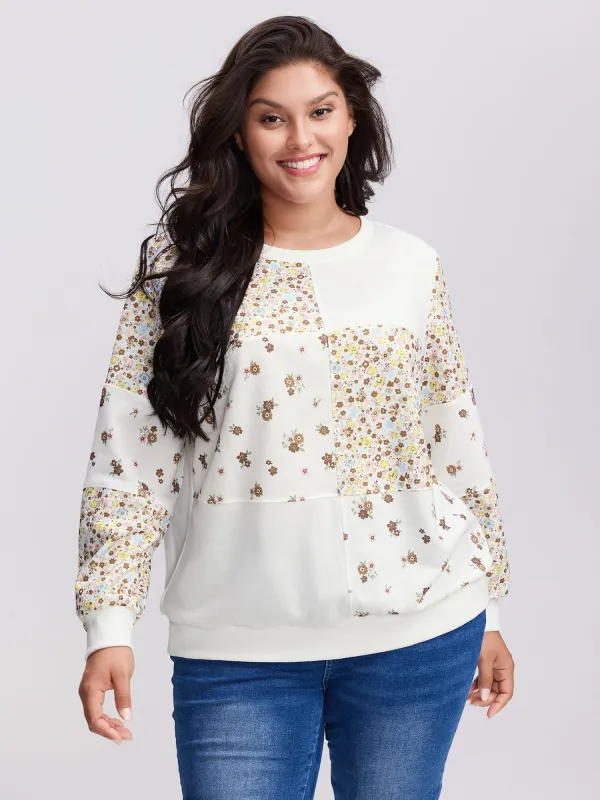 Floral Patchwork Pattern Sweatshirt sold by Bloomchic