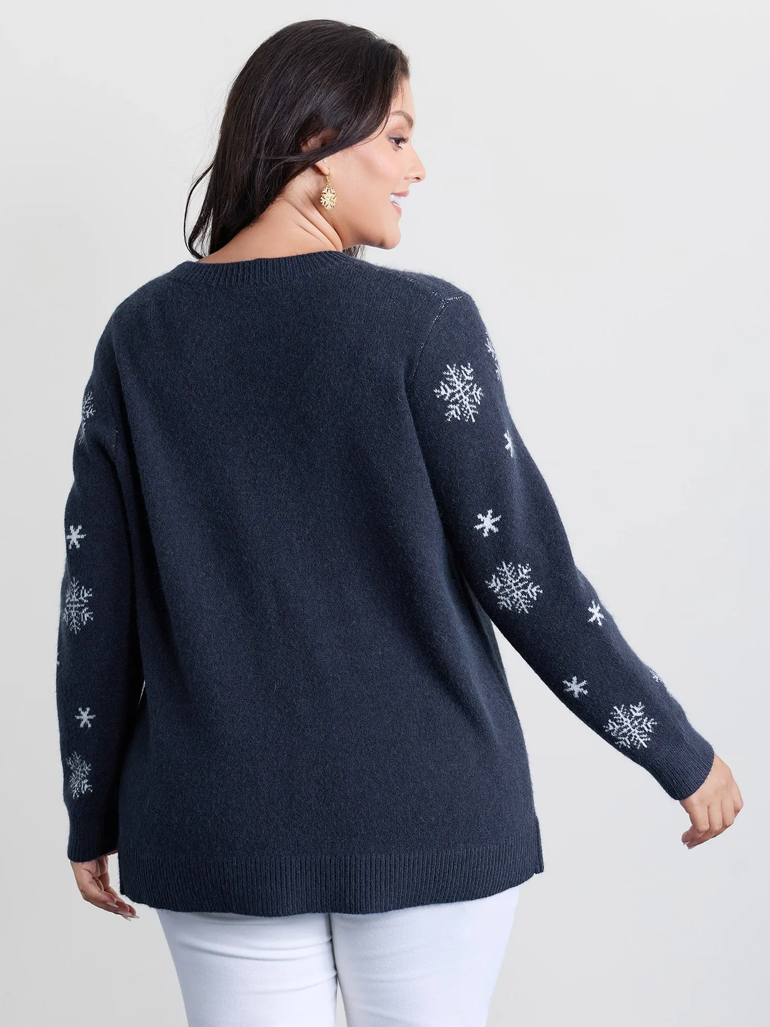 Stretchy Holiday Tree Sequin Embroidery Pullover sold by Bloomchic product image thumbnail 4