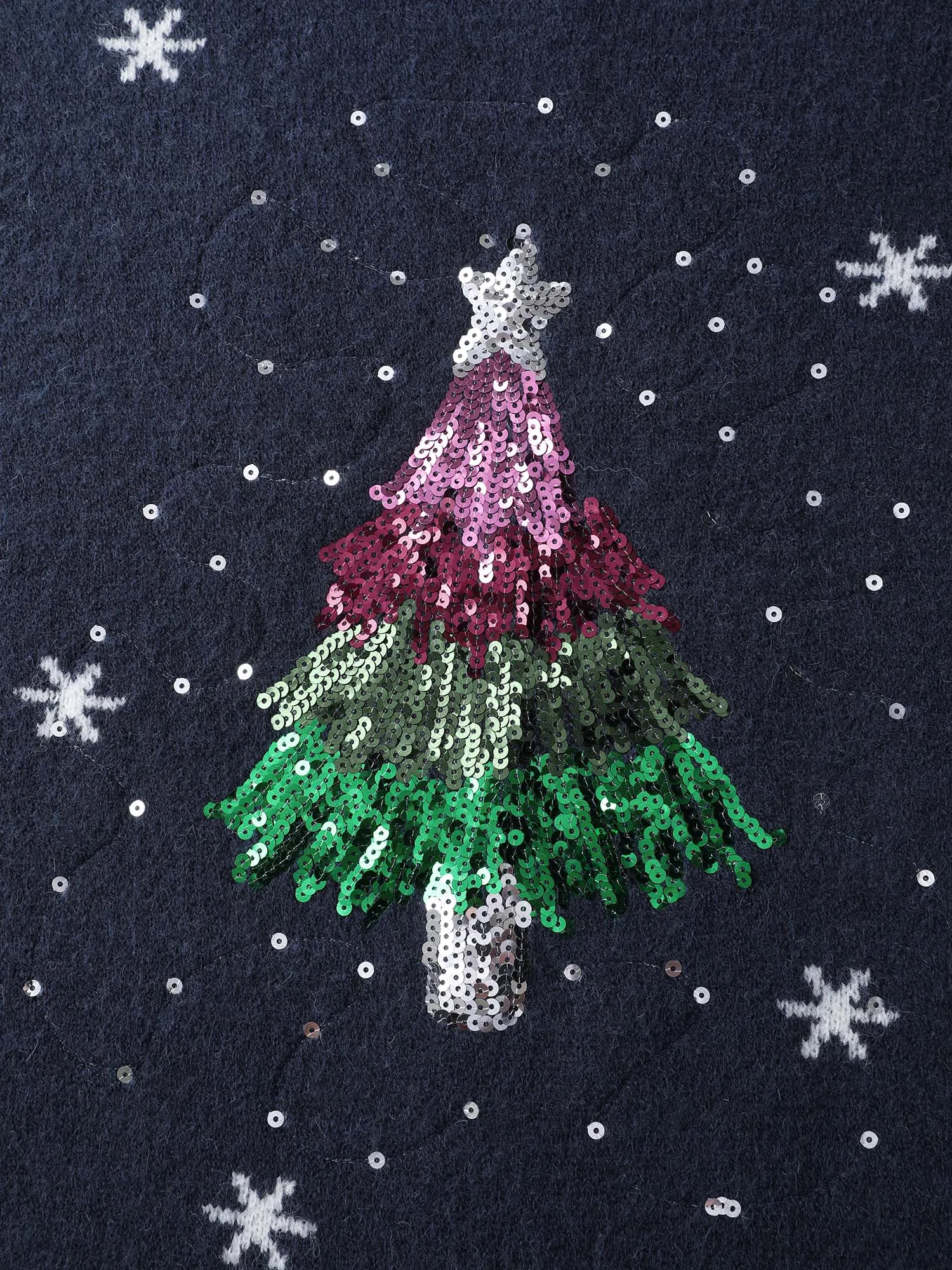 Stretchy Holiday Tree Sequin Embroidery Pullover sold by Bloomchic product image thumbnail 5