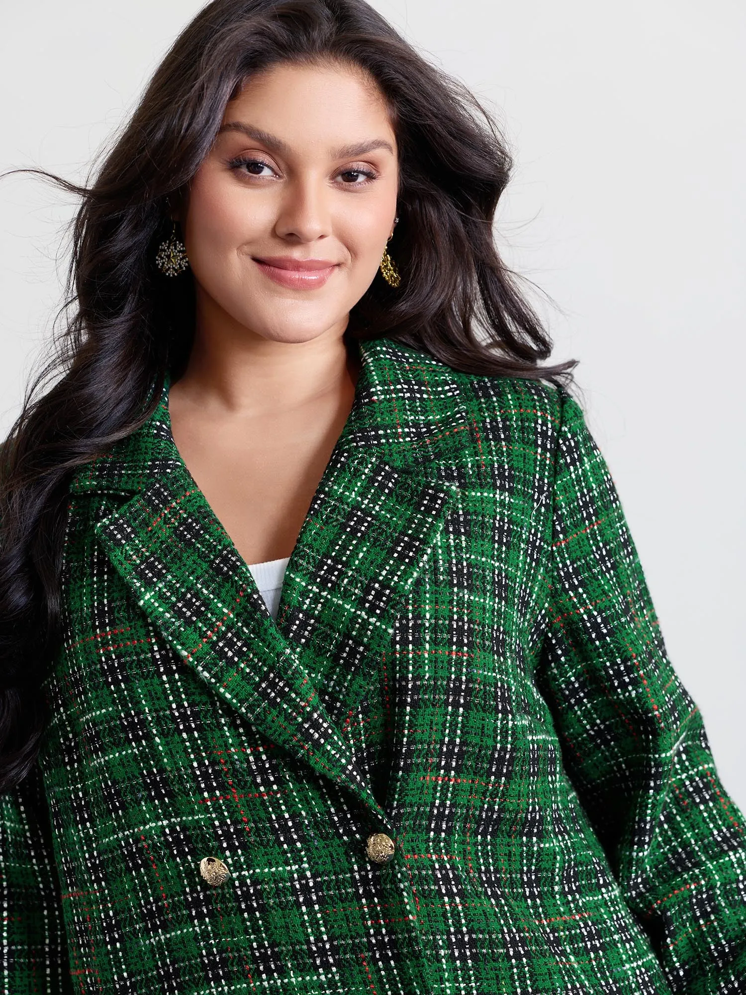 Tweed Plaid Double Button Jacket sold by Bloomchic product image thumbnail 2