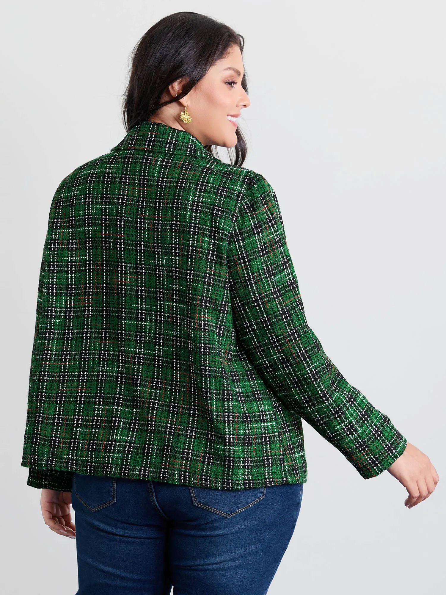 Tweed Plaid Double Button Jacket sold by Bloomchic product image thumbnail 5