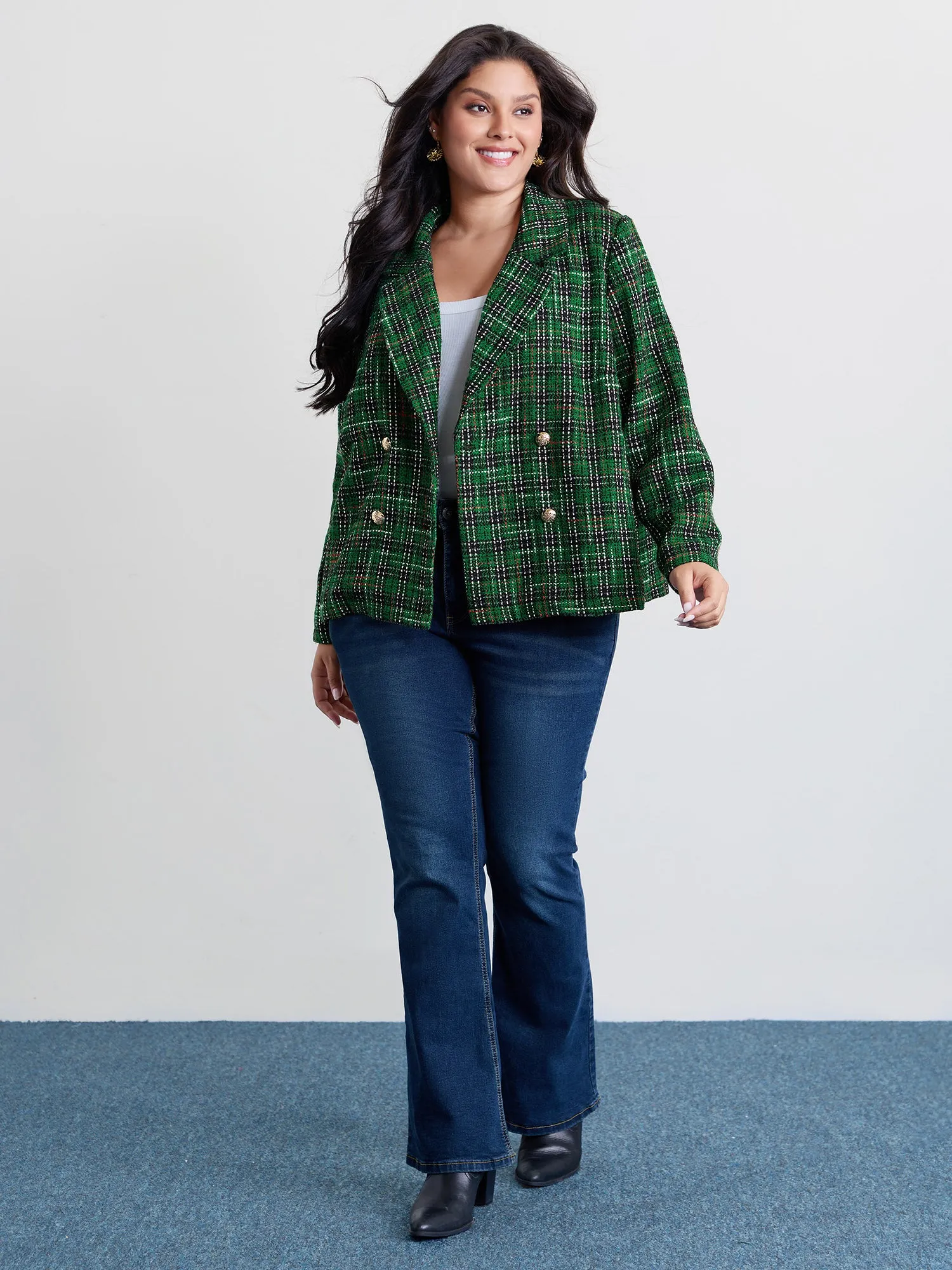 Tweed Plaid Double Button Jacket sold by Bloomchic product image thumbnail 3