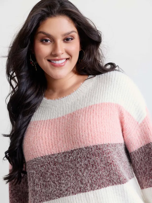 Colorblock Faux Mink Fur Pullover sold by Bloomchic