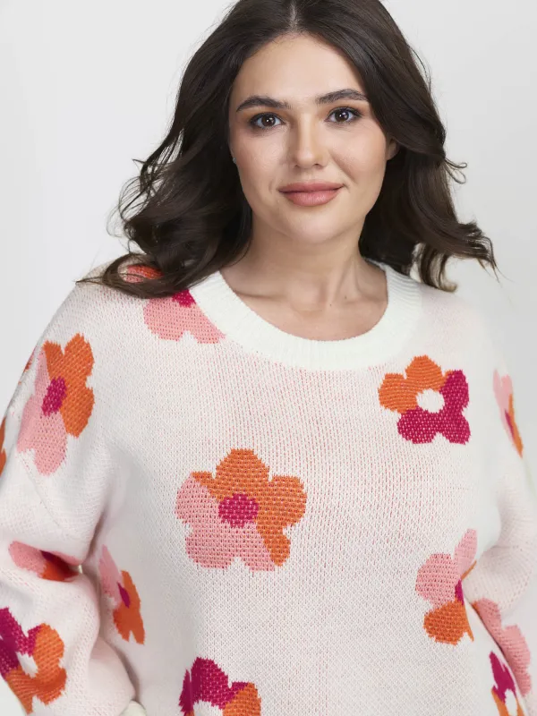 Colorful Floral Jacquard Pullover sold by Bloomchic