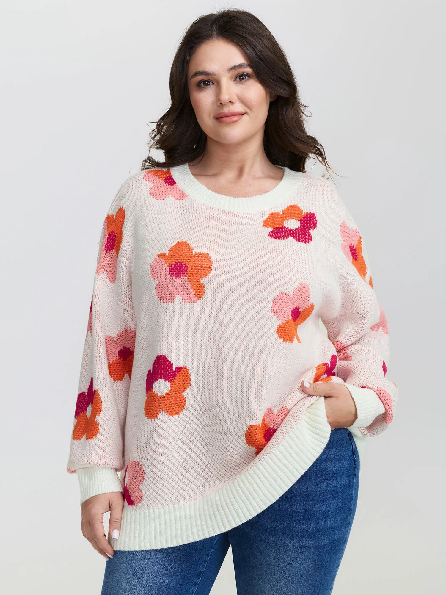 Colorful Floral Jacquard Pullover sold by Bloomchic product image thumbnail 2
