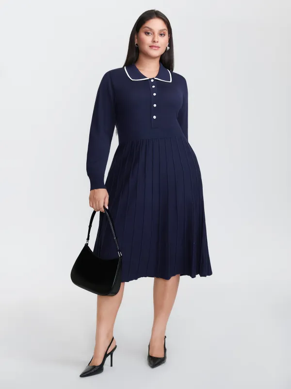 Supersoft Textured Polo Collar Sweater Dress sold by Bloomchic