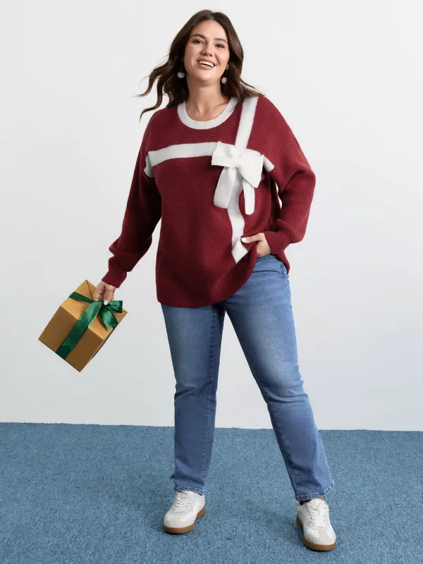 3D Bowtie Color Contrast Pullover sold by Bloomchic