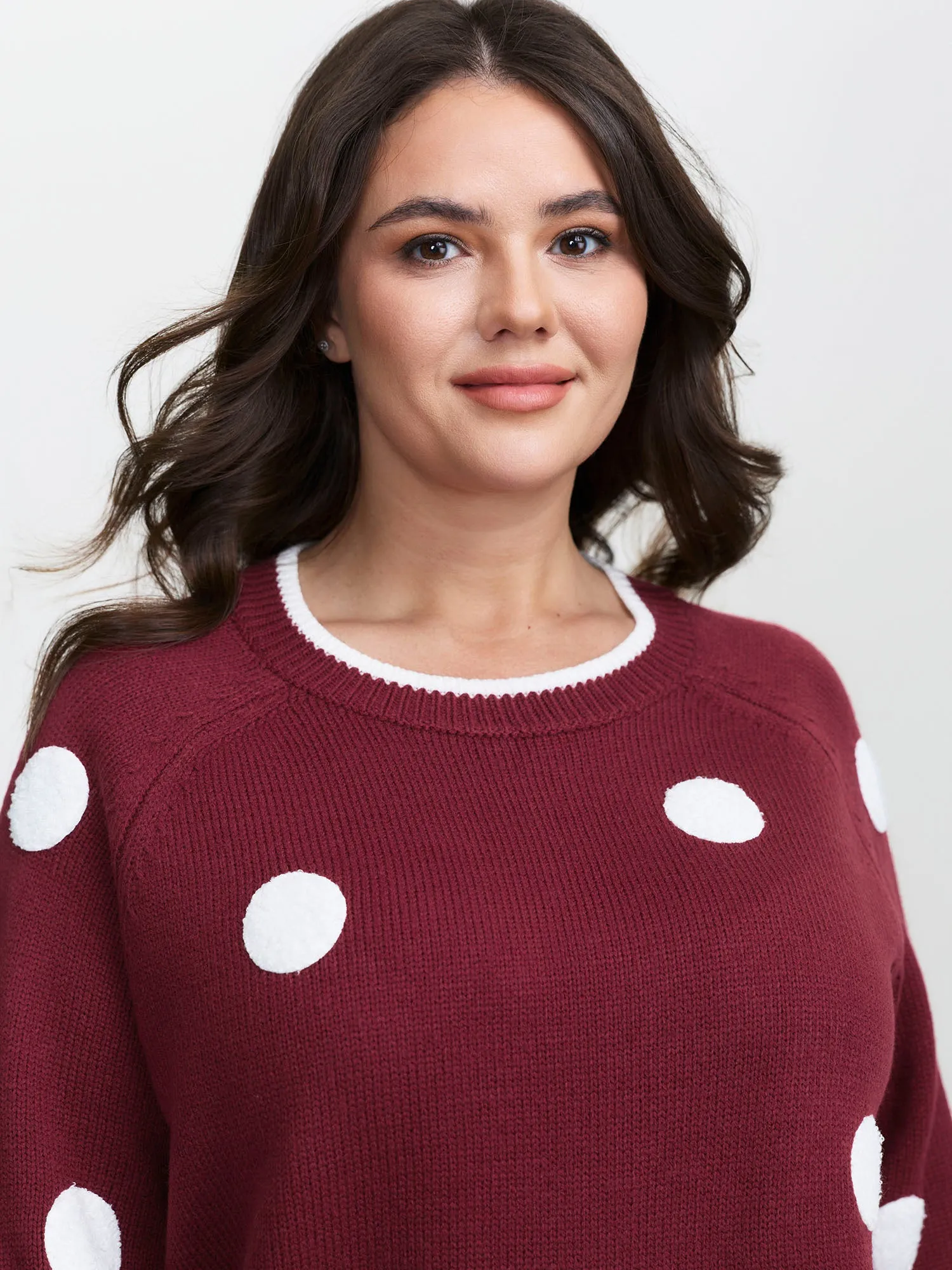 Polka Dots Textured Raglan Sleeve Pullover sold by Bloomchic product image thumbnail 2