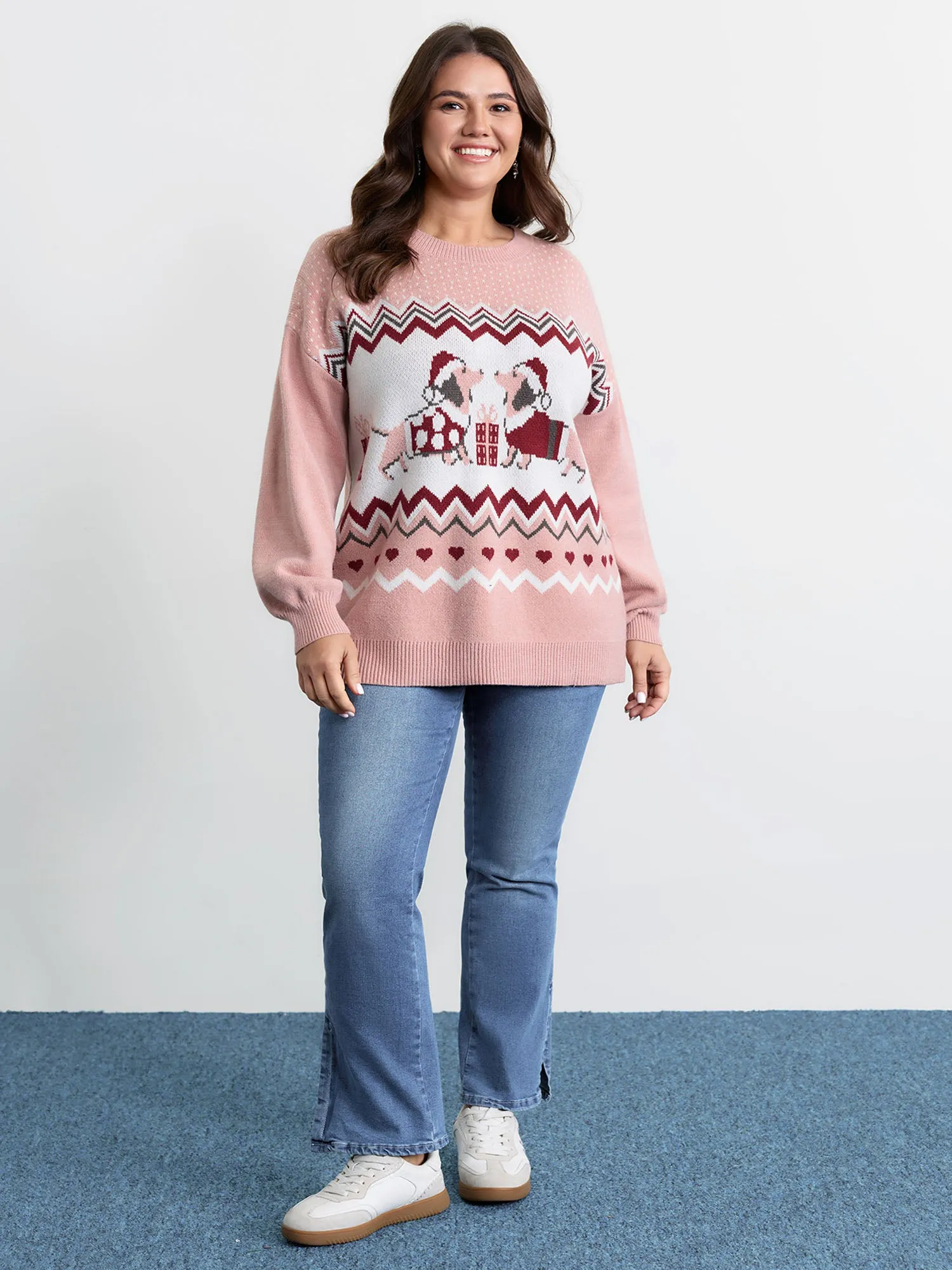 Supersoft Holiday Pattern Drop Shoulder Pullover sold by Bloomchic product image thumbnail 3