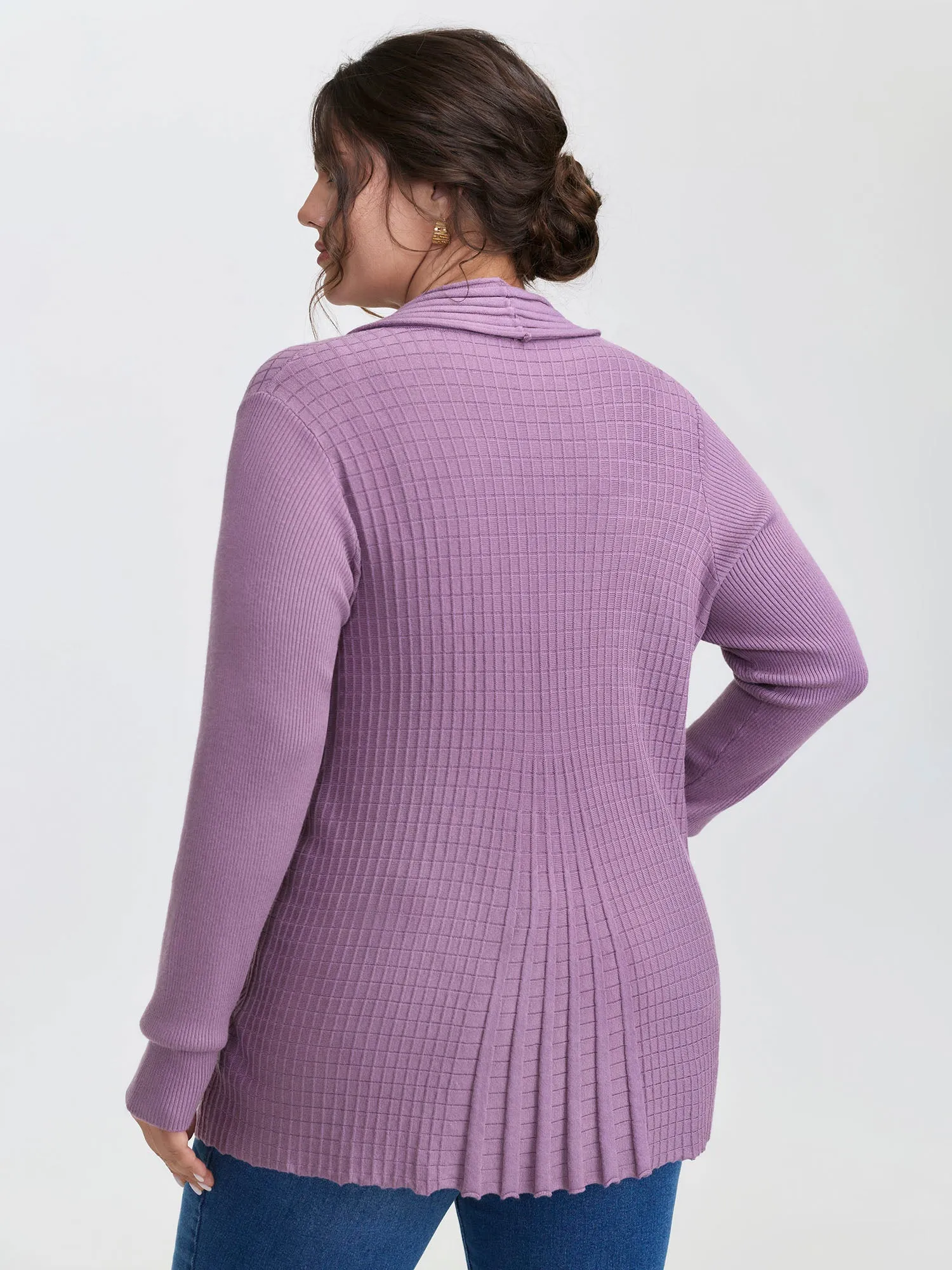 Shawl Collar Textured A-Line Cardigan sold by Bloomchic product image thumbnail 4