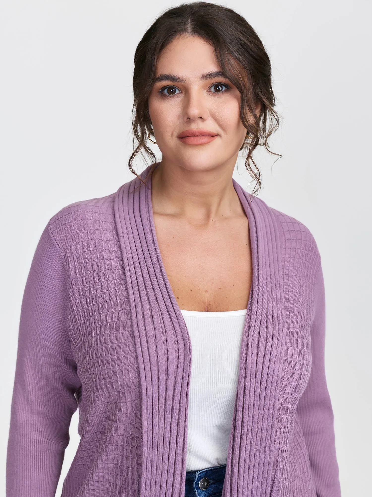 Shawl Collar Textured A-Line Cardigan sold by Bloomchic product image thumbnail 2