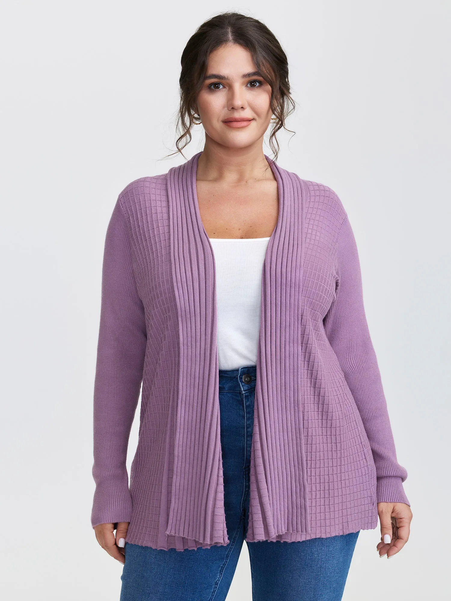 Shawl Collar Textured A-Line Cardigan sold by Bloomchic